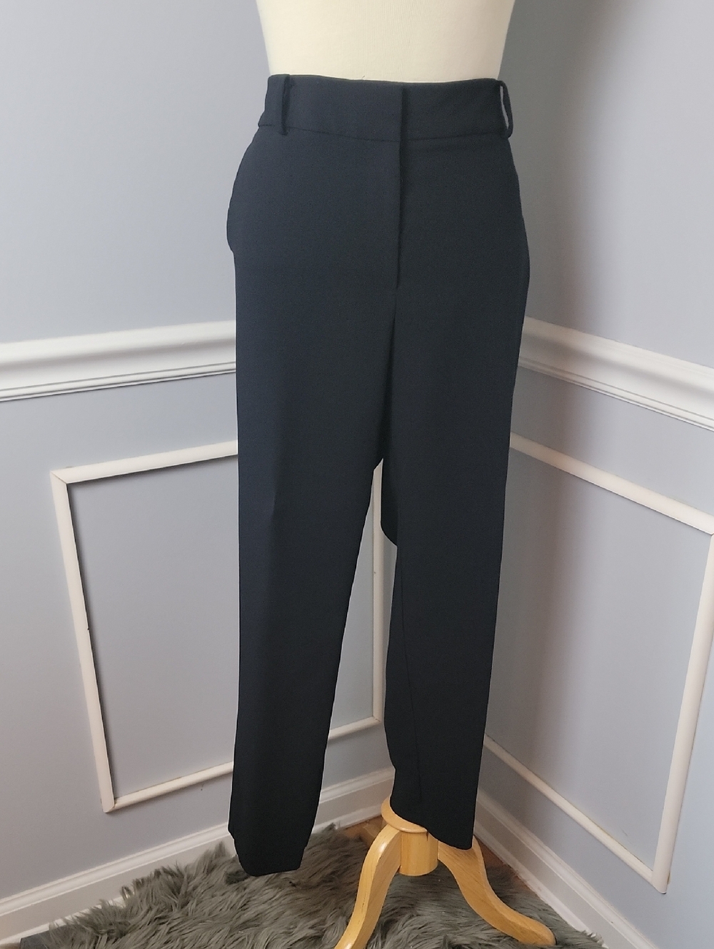 ANN TAYLOR FACTORY Black Stretch Straight Leg Cropped Ankle Office Dress Pant 12